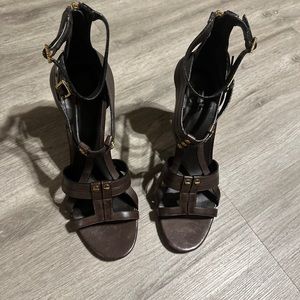 Tory Burch Brown Stud Gladiator Heels Size 11